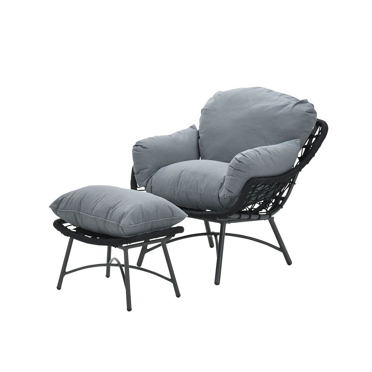 GARDEN Impressions Logan Sessel mit Fußbank carbon black/Rope black