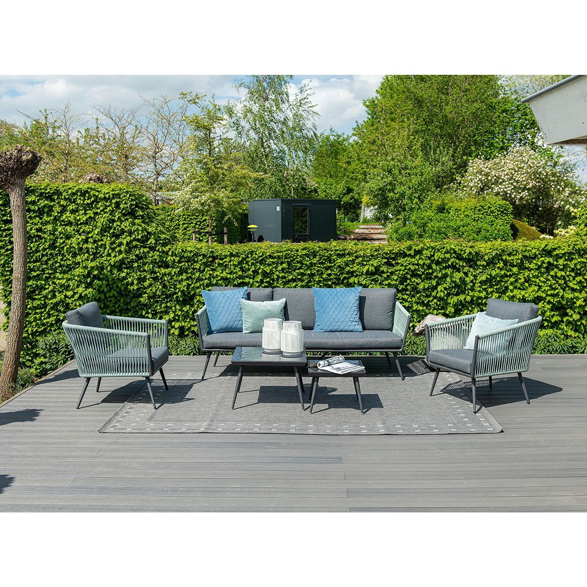 GARDEN Impressions Canberra Lounge Set 5-teilig carbon black/Rope mint grey