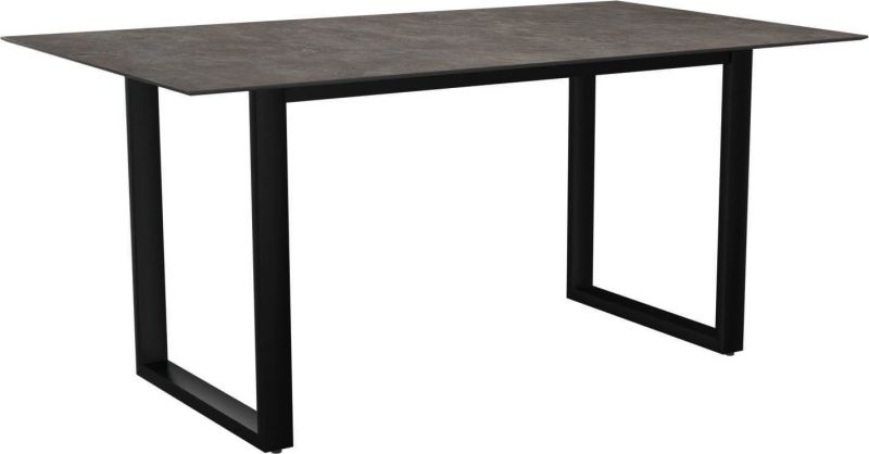 Stern Kufentisch 160x90 cm Aluminium schwarz matt mit Tischplatte Silverstar 2.0 Dekor Stone