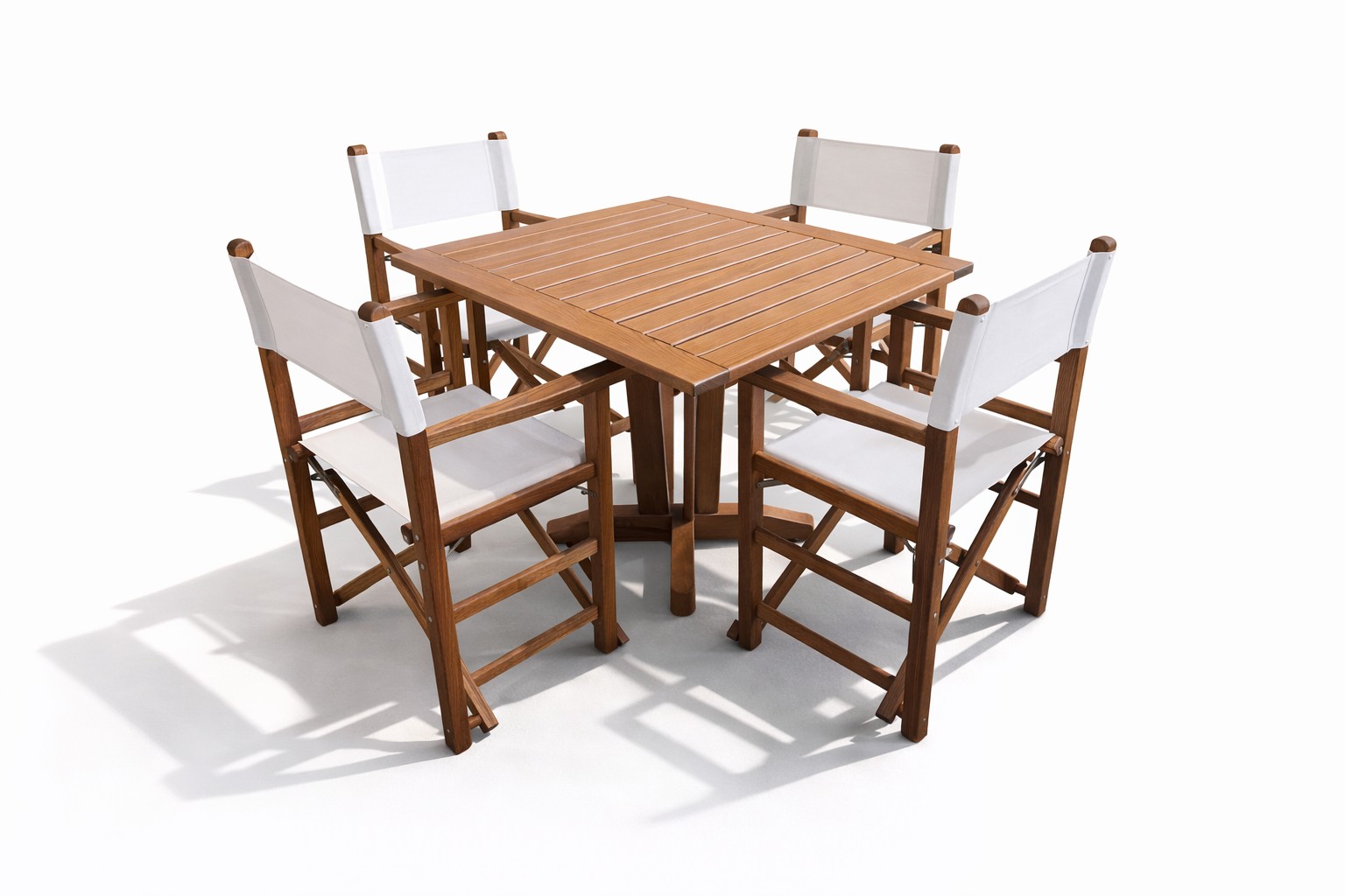 Original italienischer Tischgruppe Regiestuhl Rimini klappbar Walnuss 5-teilig Ausstellungsstück