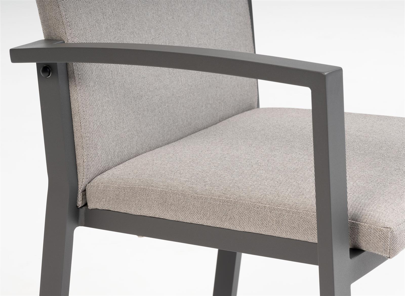 Armstuhl Comfort Aluminium anthrazit/Grau mit Quick-Dry-Schaumstoff