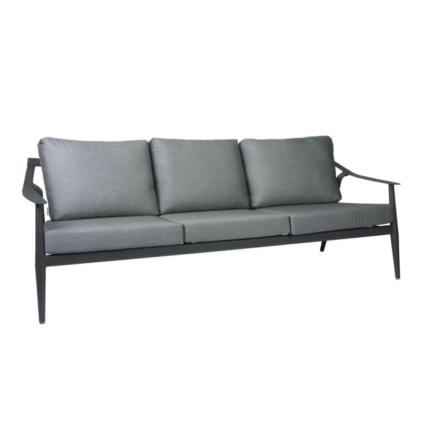 Stern Lounge-Sofa 3-Sitzer Vanda Aluminium anthrazit mit Kissen 100% Acryl Dessin seidengrau