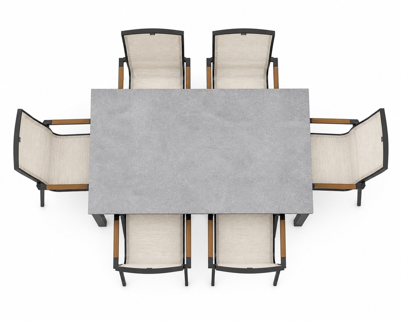 KETTLER SENSE Tischset schwarz matt/ beige mit HPL Tischplatte 160 x 95 cm