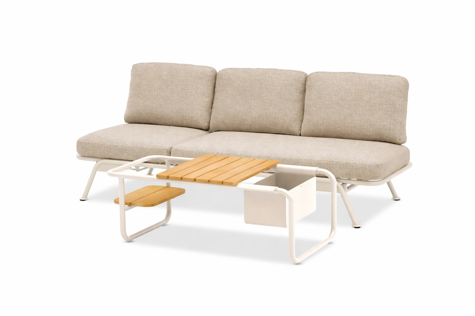 Zebra Somerset 3-Sitzer Alu taupe inkl. Kissen mit Loungetisch nature