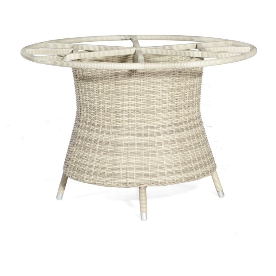 Tischgestell "Base-Polyrattan" 90 cm rund für Tischplatten Ø100 cm Alu/Kunststoffgeflecht white-coral von SonnenPartner