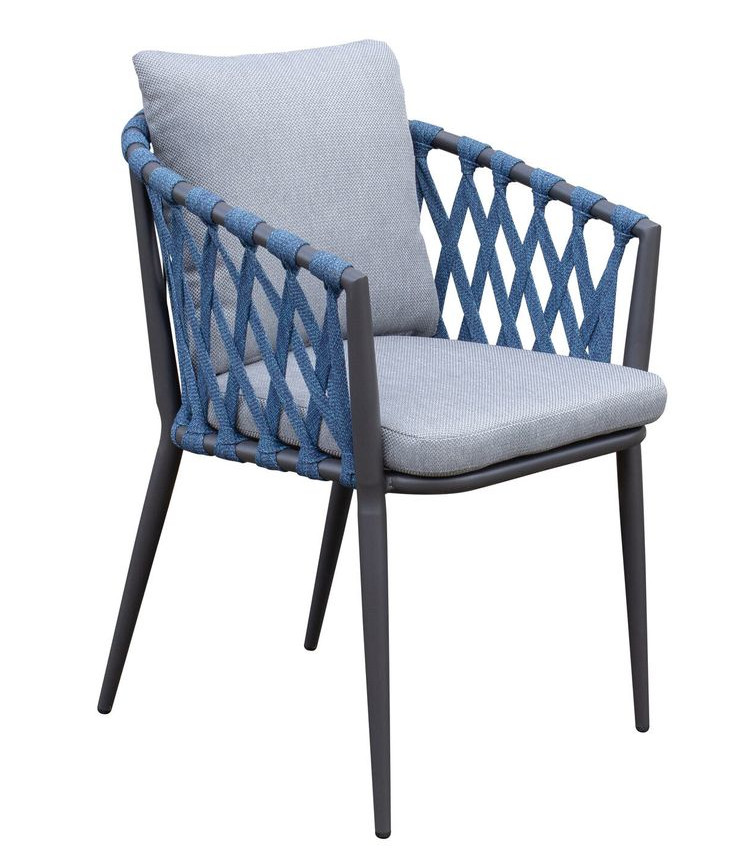 Garino Dining Sessel EXLA anthrazit/blau inkl. Kissen