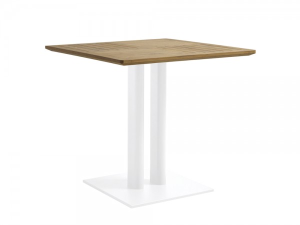 SIFAS OSKA Tisch Aluminium Mocca/ Tischplatte Teak 80 x 80 cm Ausstellungsstück