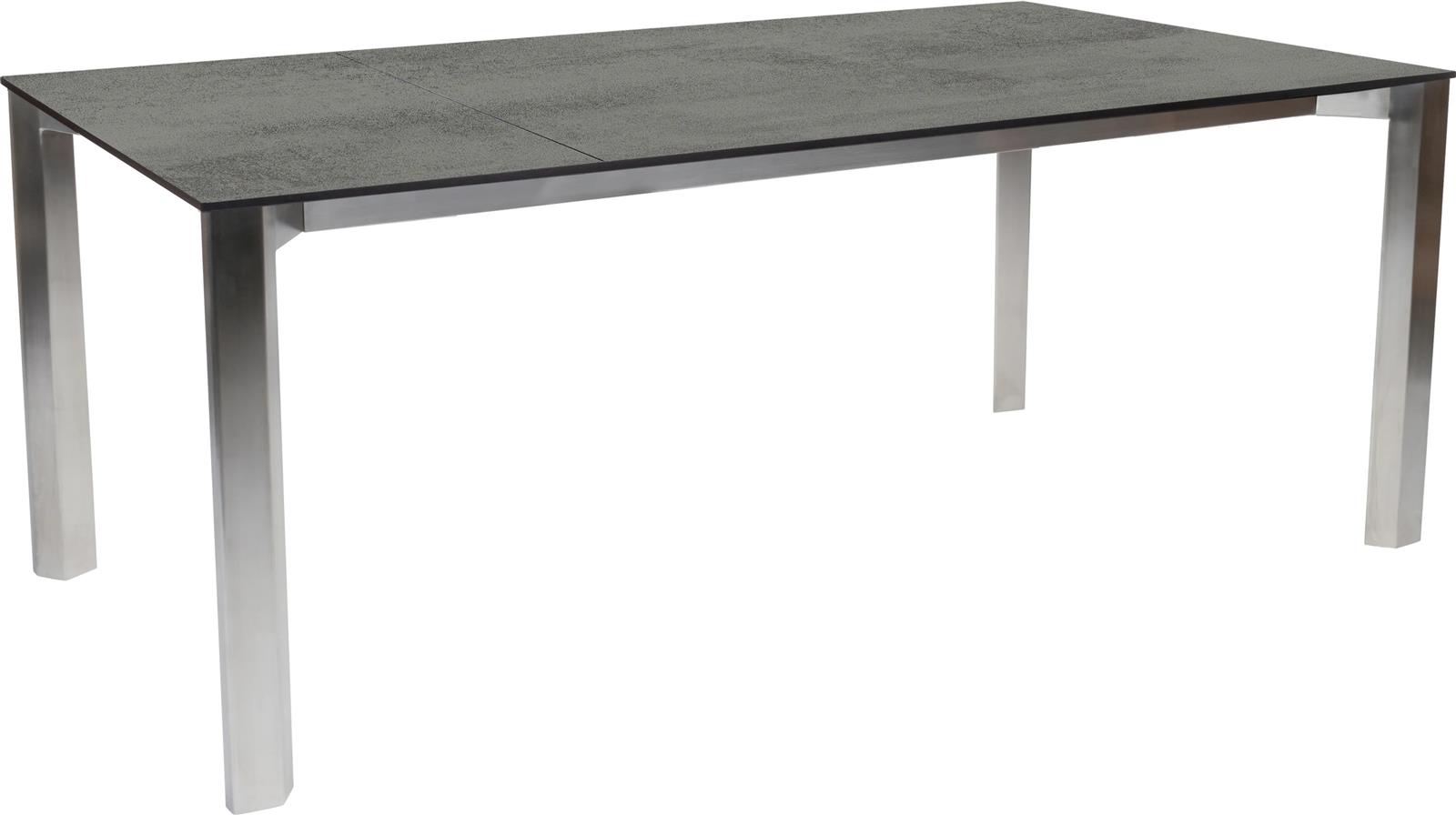 Stern Ausziehtisch Penta 160(210)x100 cm Edelstahl mit Tischplatte Silverstar Zement