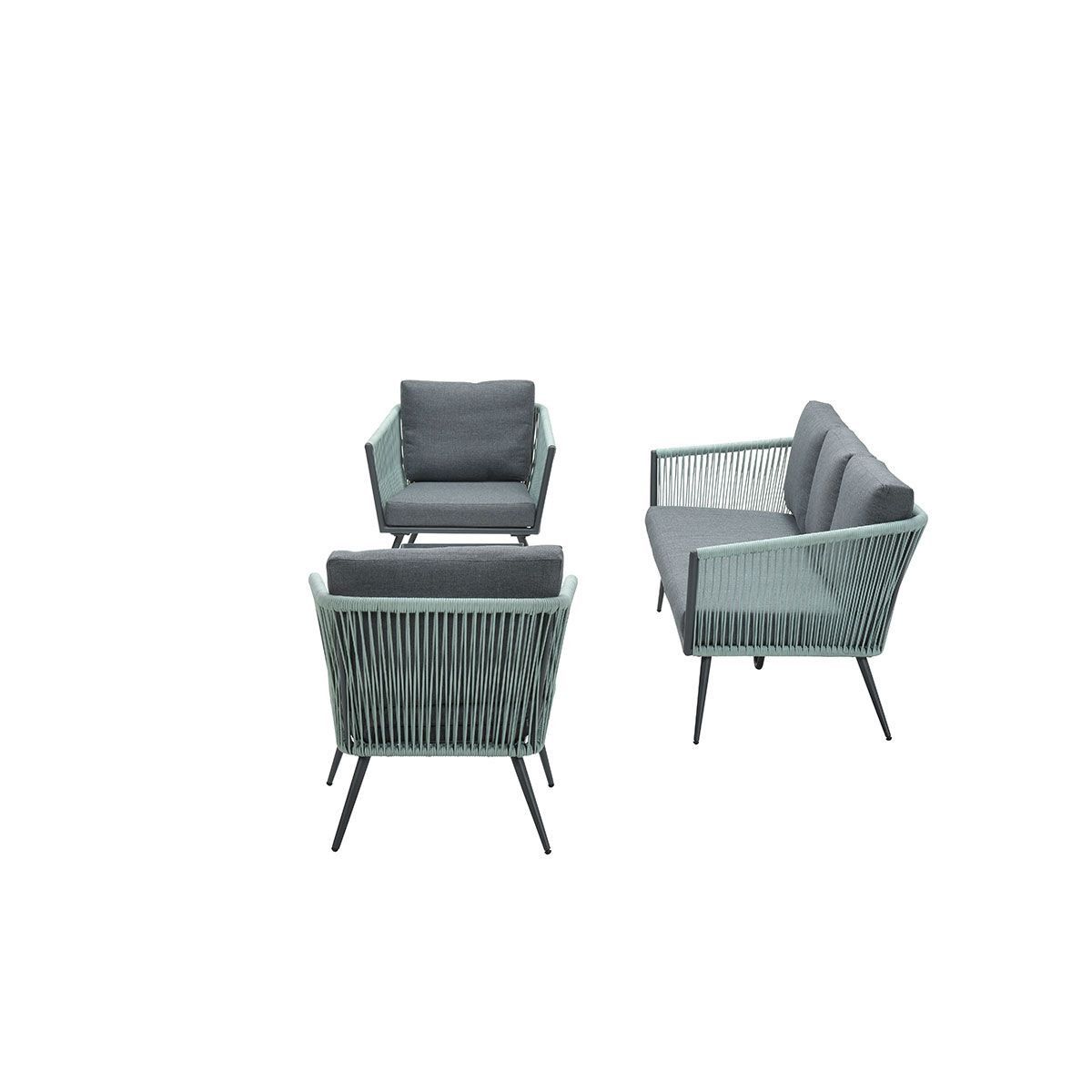 GARDEN Impressions Canberra Lounge Set 5-teilig carbon black/Rope mint grey