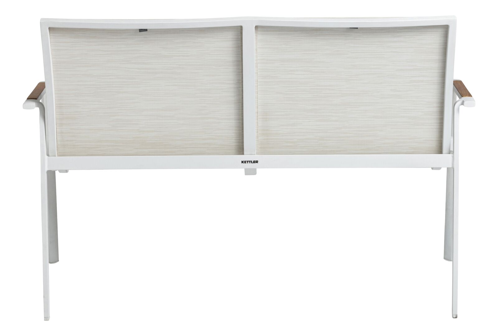 Kettler DIAMOND 2er Bank, weiß matt/ beige, Armlehne Teak