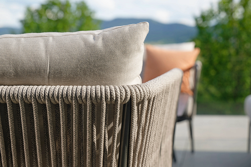 Stern Marla Lounge-Sessel Aluminium anthrazit Kordel salt Kissen 100% Polyacryl graubraun