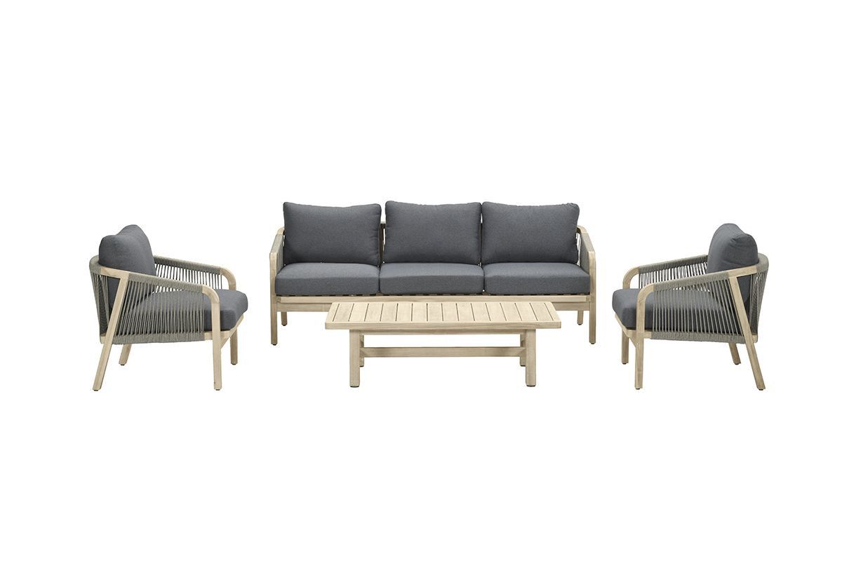 GARDEN Impressions Santos Loungeset 4-tlg.Akazie white wash/anthrazit KD