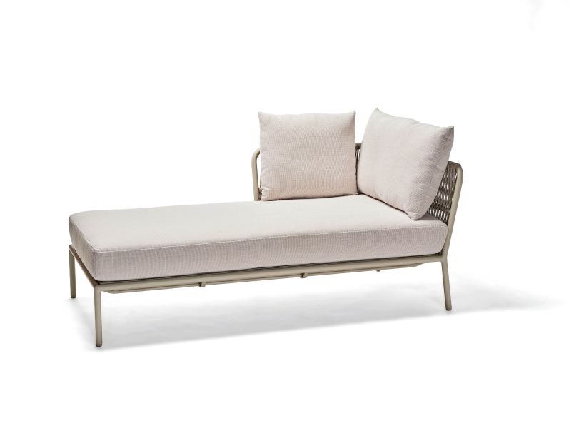 Stern Recamiere Romy Aluminium/Kordel greige Armlehne rechts Kissenset 100% Polyacryl Vanilla