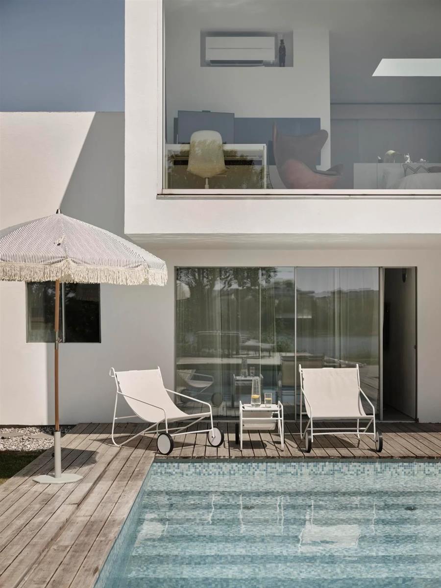 Brafab Sonnenschirm Gatsby Ø180 cm grau gestreift