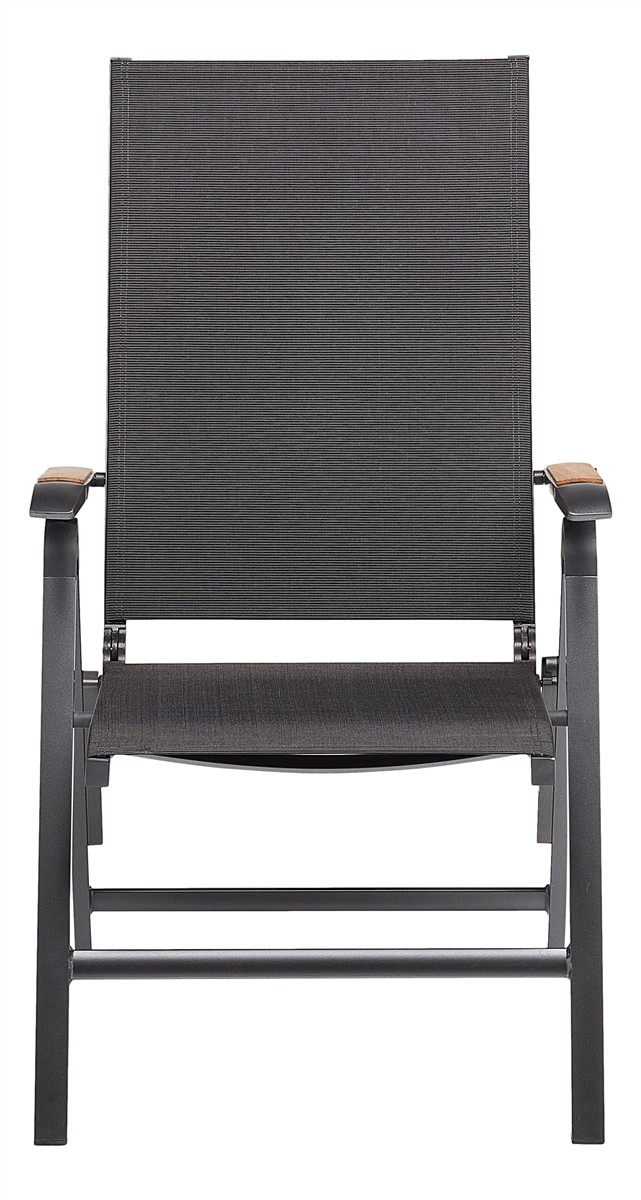 KETTLER DIAMOND Multipositionssessel Aluminium/Outdoorgewebe, Armlehne Teak anthrazit/ charcoal
