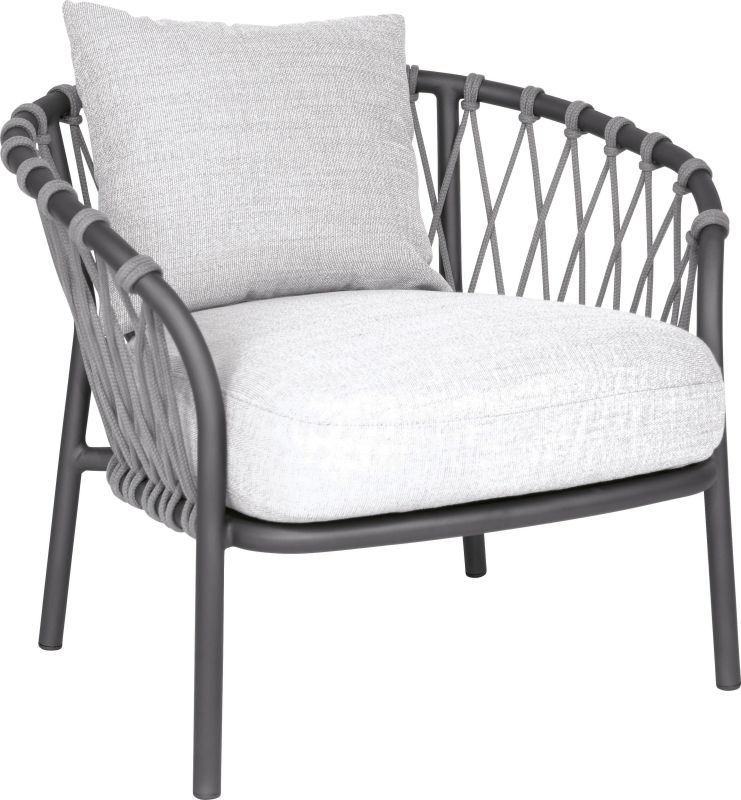 Stern Sessel Klea Lounge Aluminium anthrazit Kordel Stone Kissenset 100% Polyacryl perlgrau