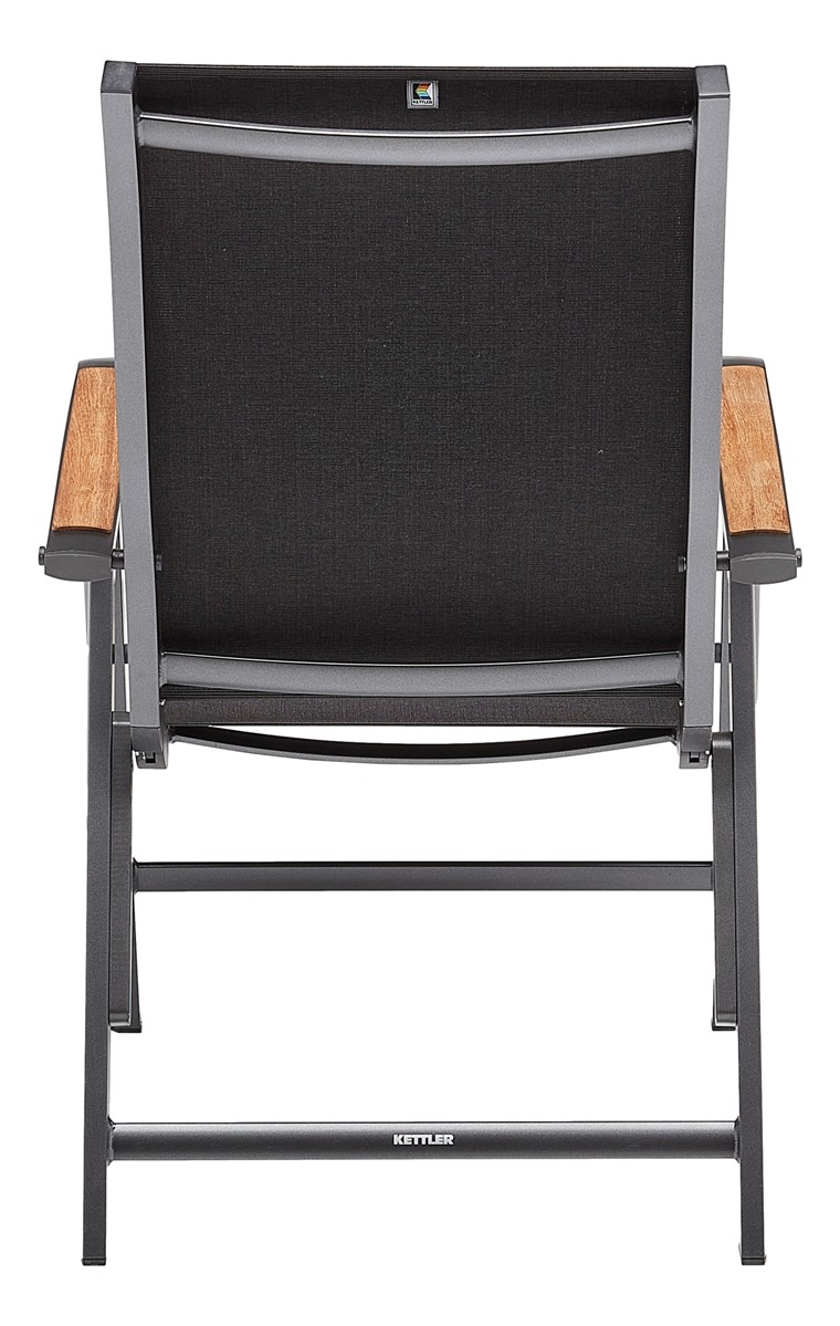 KETTLER DIAMOND Multipositionssessel Aluminium/Outdoorgewebe, Armlehne Teak anthrazit/ charcoal