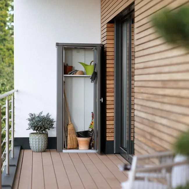 Biohort Terrassenschrank Julia S high (77,7 x 41 x H180,9) dunkelgrau-metallic