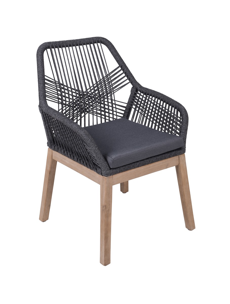 Parma Dining Set Akazie anthrazit / brushed wash 5-teilig