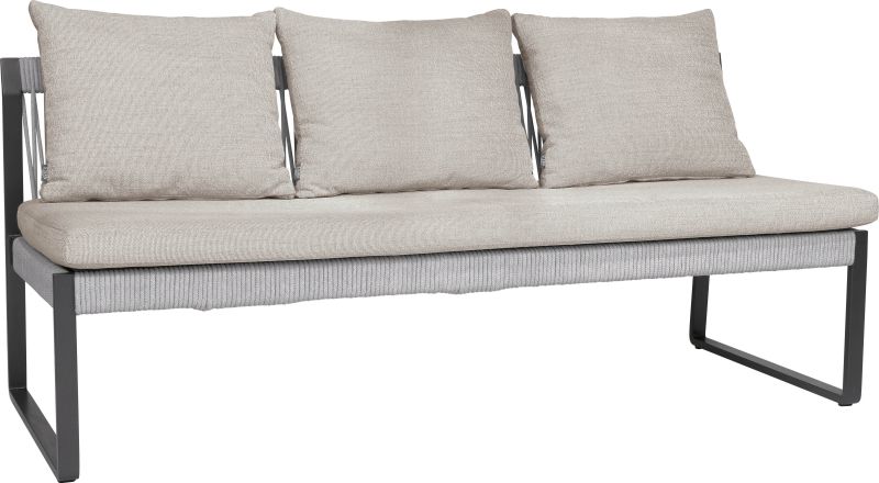 Stern Bank 3-Sitzer Tammo Aluminium anthrazit Kordel Stone Kissenset 100% Polyacryl Vanilla