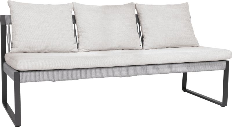 Stern Bank 3-Sitzer Tammo Aluminium anthrazit matt Kordel Stone Kissenset 100% Polyacryl Ivory
