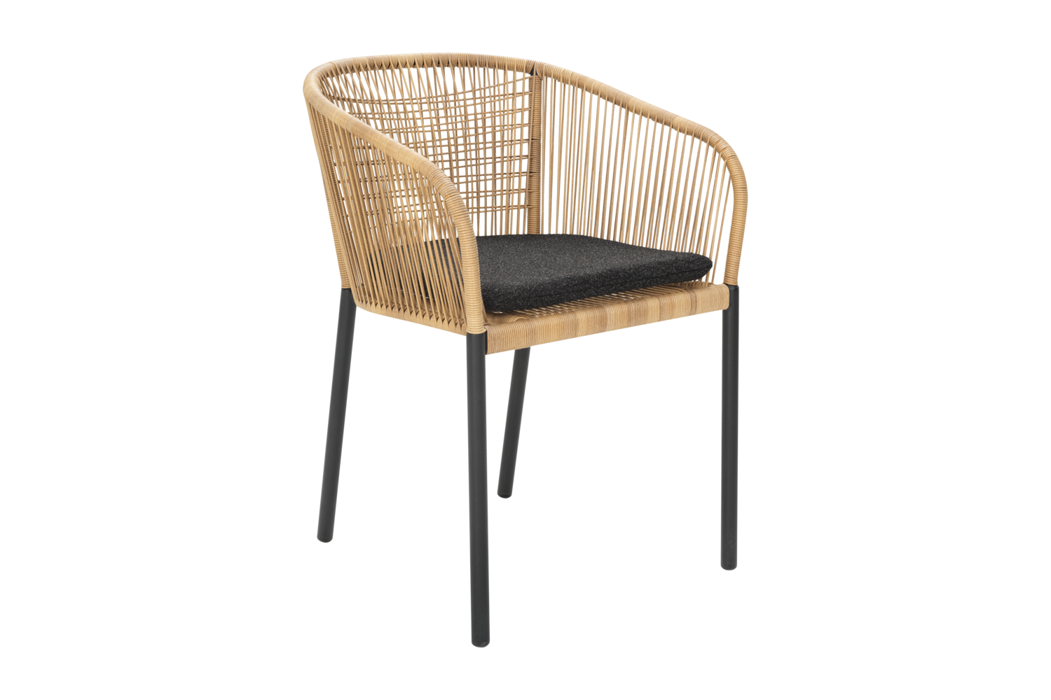 Brafab Delta Stuhl Aluminium/Polyrattan Schwarz/Natural Wicker/Teddy Black