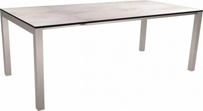 Stern Ausziehtisch 160/210x90 cm Edelstahl mit Tischplatte Silverstar Zement hell