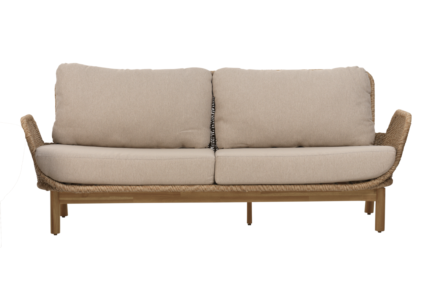 Brafab Lily Sofa 2,5-Sitzer Aluminium/Polyrattan/Teakholz Twist Straw/Plush Wheat