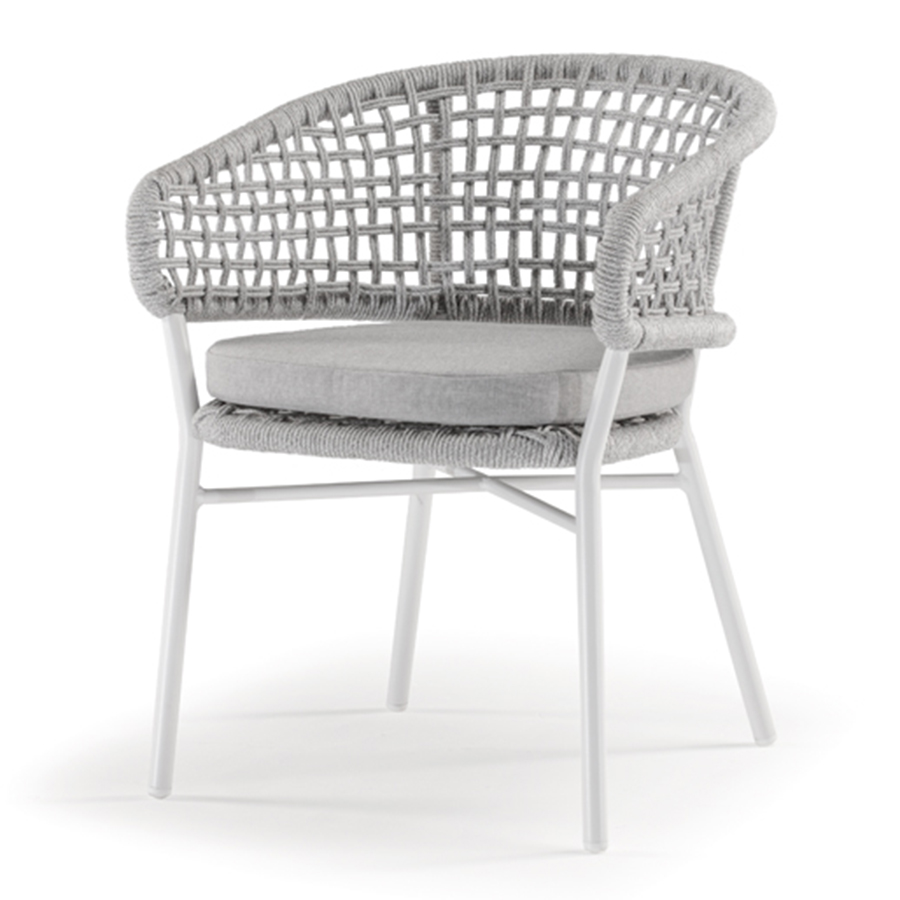 Garino Grigio Diningsessel stapelbar Stahl grau/ Rope grau inkl. Kissen