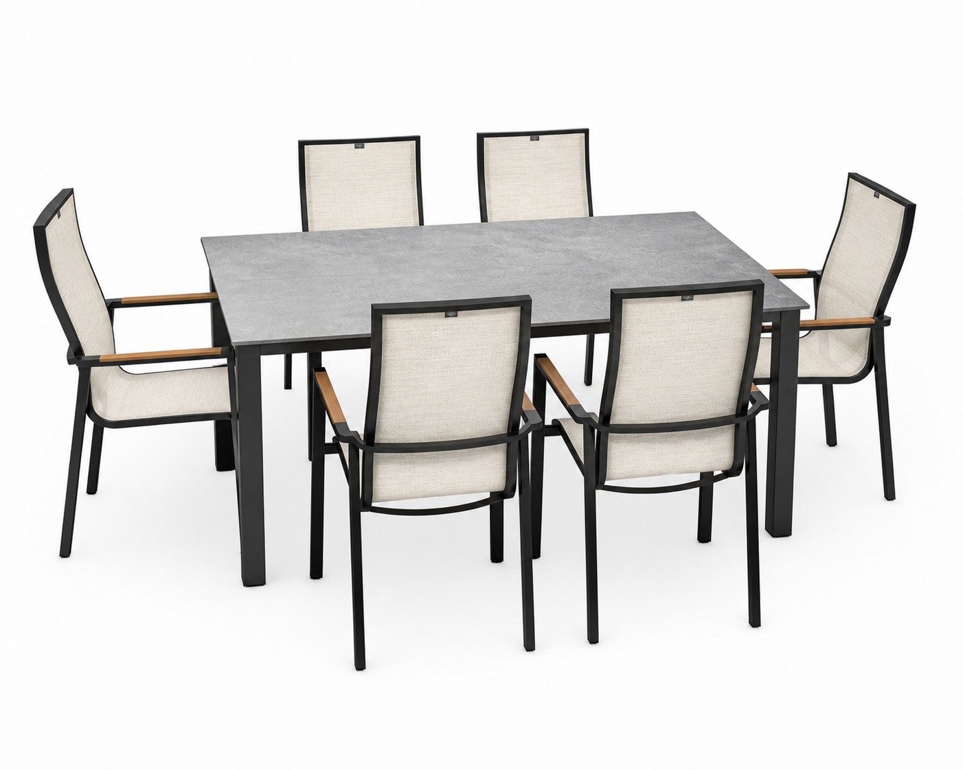 KETTLER SENSE Tischset schwarz matt/ beige mit HPL Tischplatte 160 x 95 cm