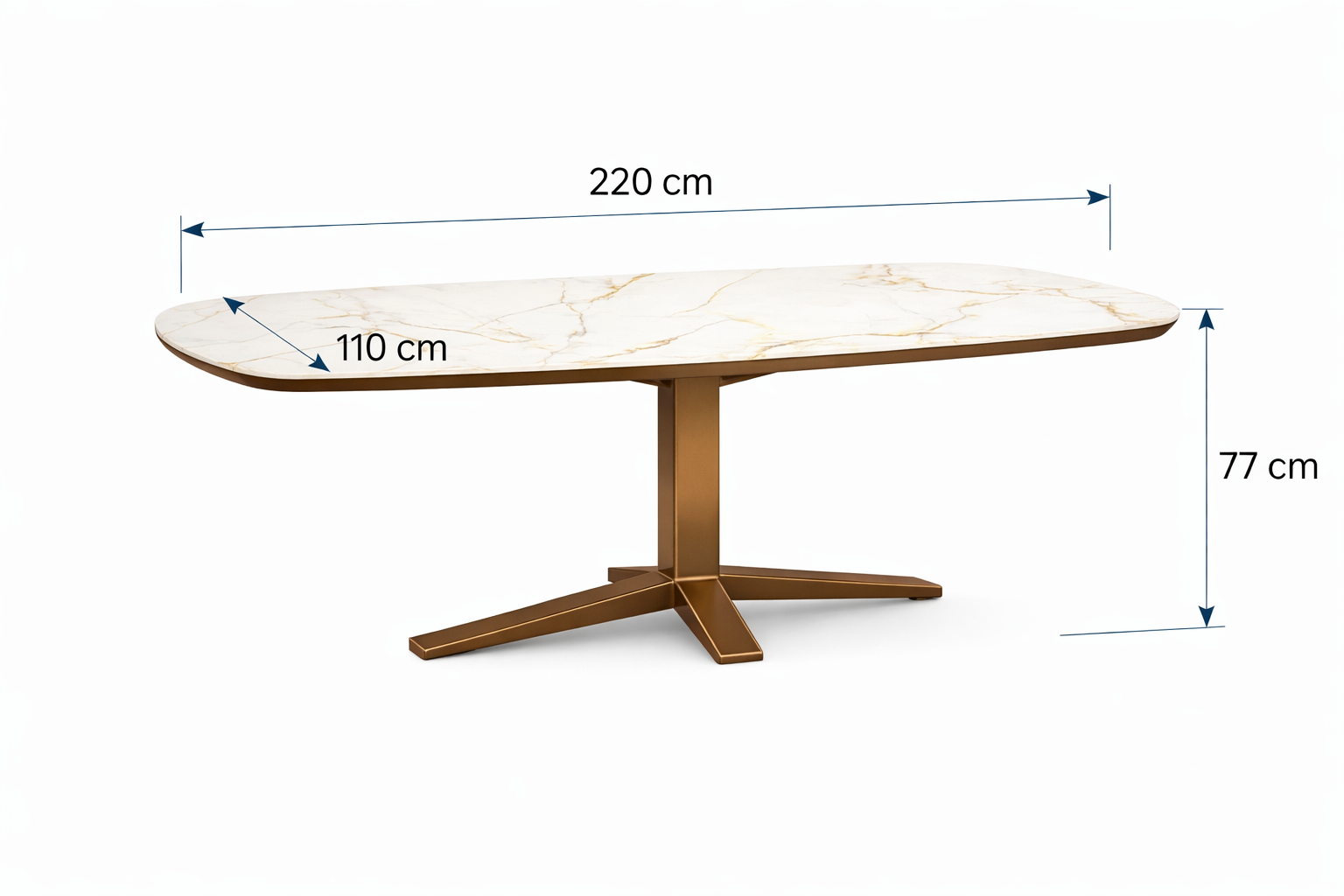 Apple Bee Zanzibar Tisch  oval 220 x 110 cm Bronze mit HPMS Steinplatte