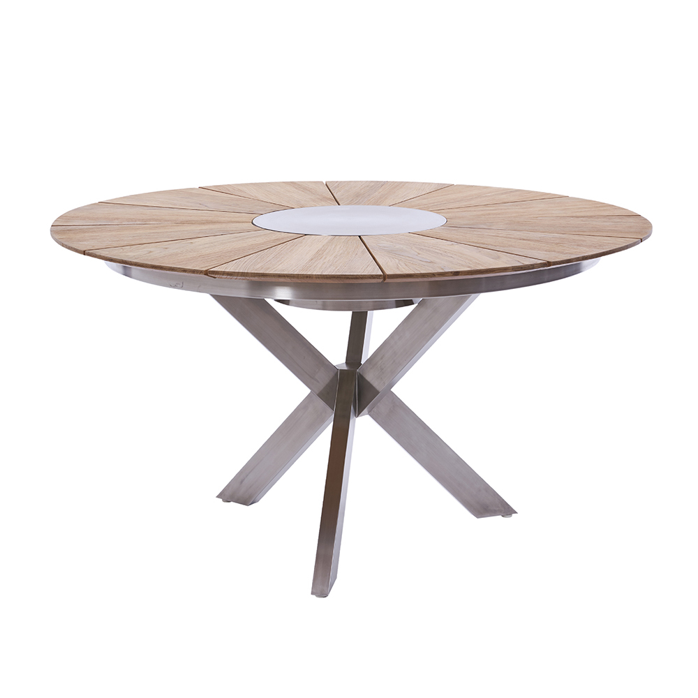 Diamond Garden Tisch Lyon Ø 140 cm Fase / Edelstahl Dunkelgrau / Recycled Teak Natur