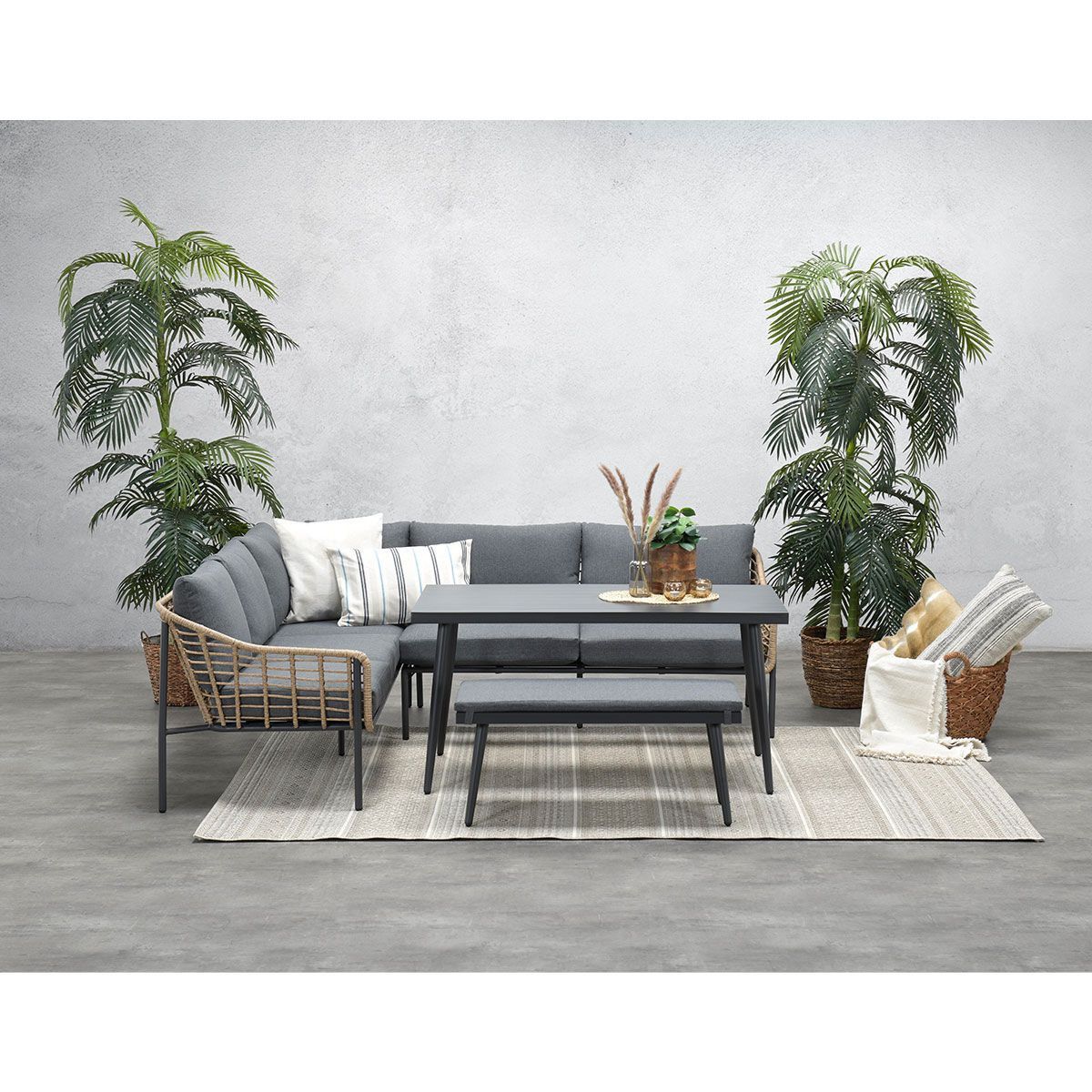 GARDEN Impressions Semarang L/D Set 4-tlg. links natur Rotan/mystic grey