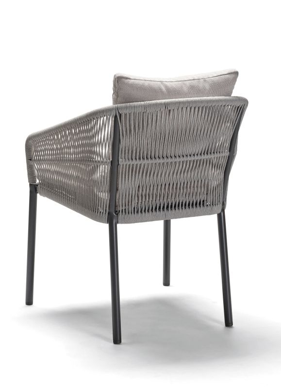 Stern Stapelsessel Jella Aluminium anthrazit matt Kordel Stone Kissenset 100% Polyacryl Vanilla