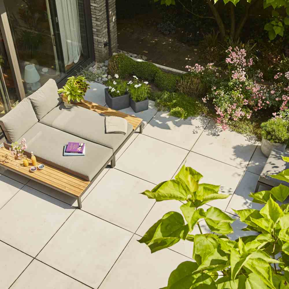 Siena Garden ALVIDA Recamiere links Aluminium/Teak matt anthrazit/schwarz/grau