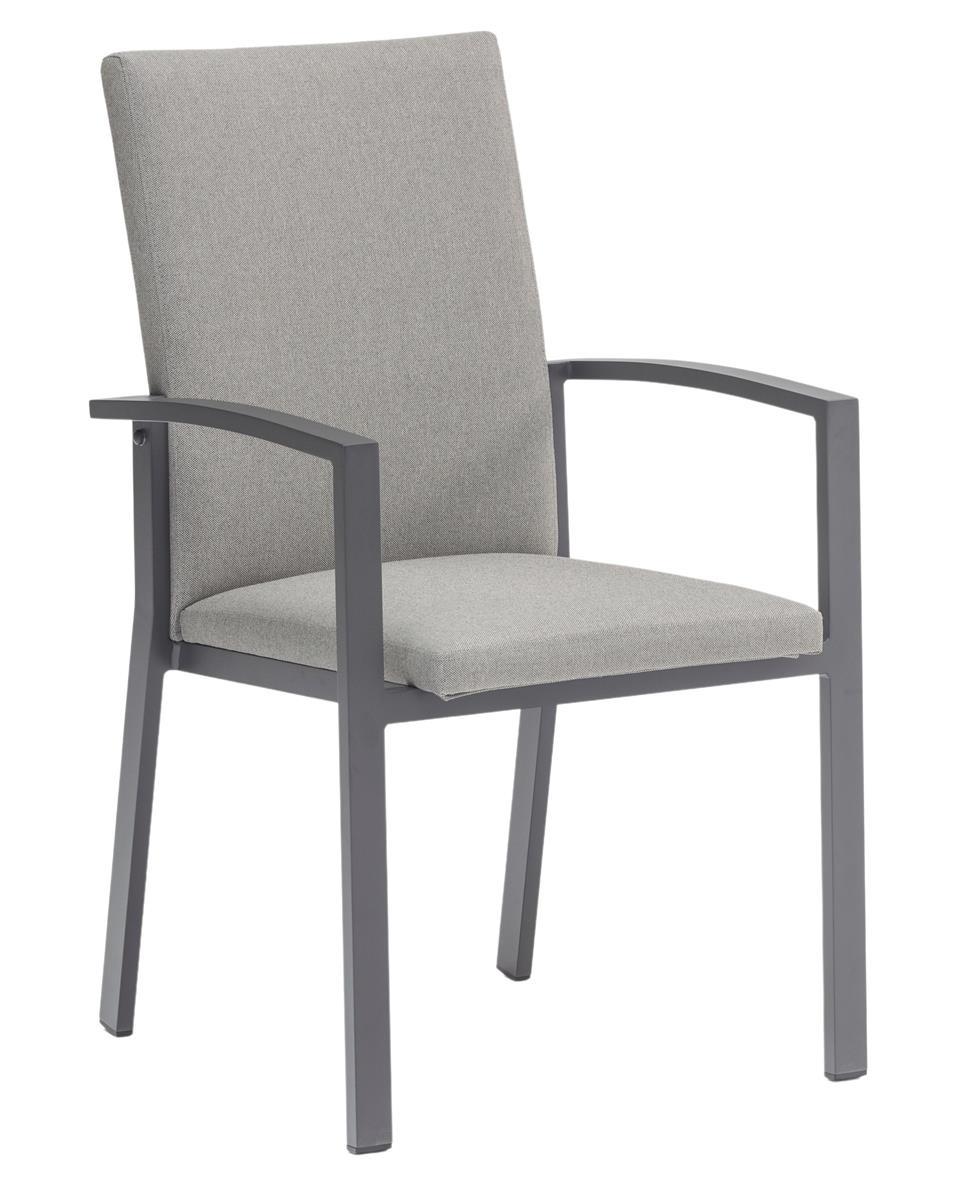 Armstuhl Comfort Aluminium anthrazit/Grau mit Quick-Dry-Schaumstoff