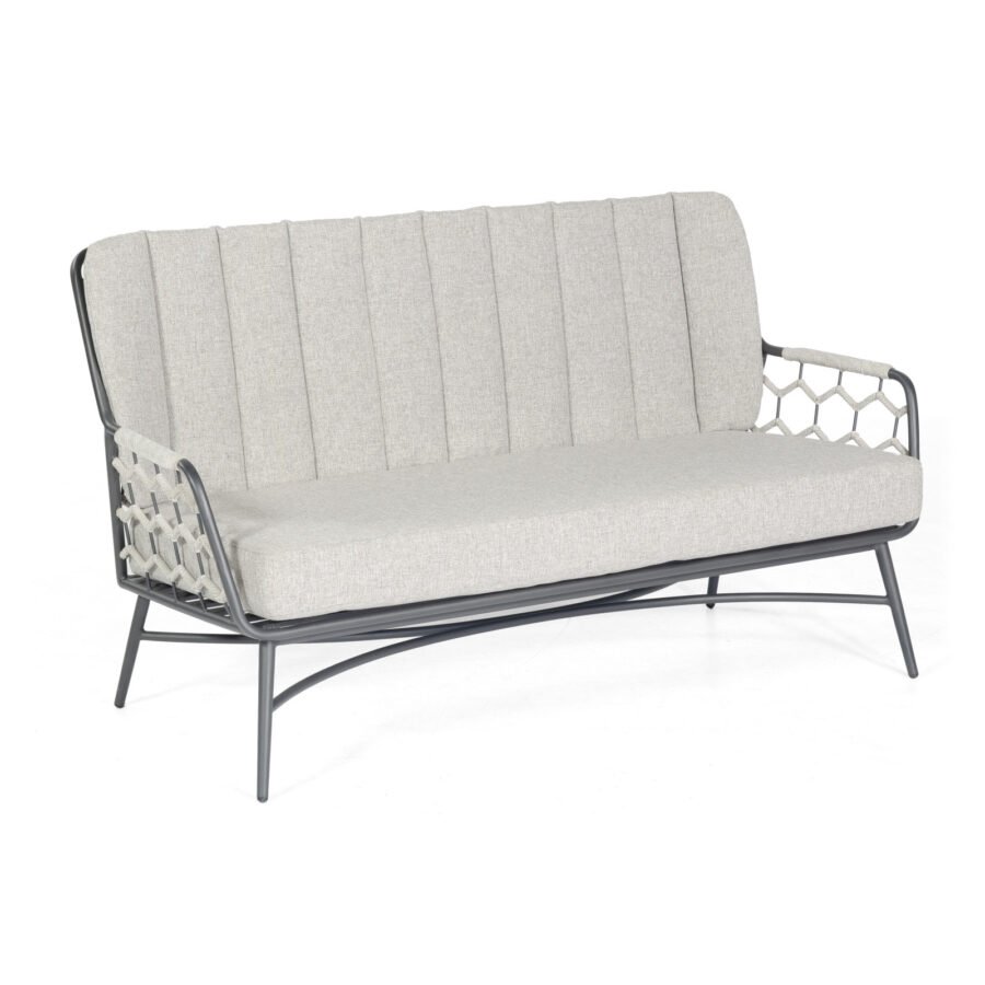 SonnenPartner YALE Lounge-Sofa Alu/Polyrope silbergrau inkl. Kissen