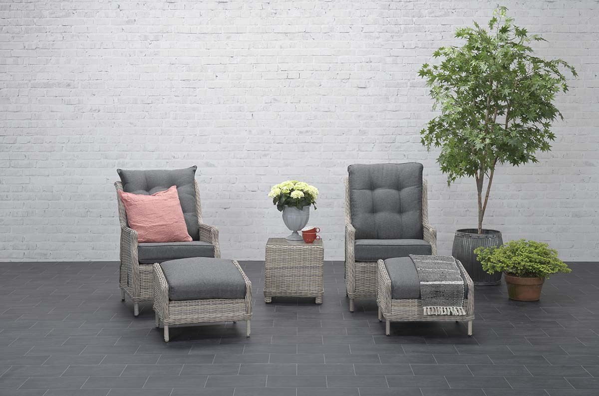 GARDEN Impressions Veracruz Relaxstuhl + Fußbank vintage willow HØ6mm/refllex black
