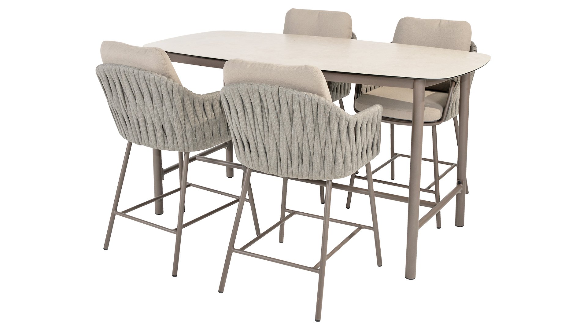 Taste by 4 Seasons Outdoor Cannes Dining Sessel High mit 2 Kissen Terre/grau