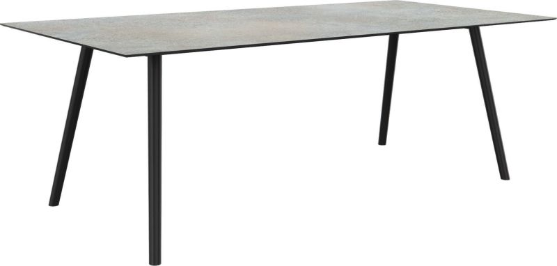 Stern Tisch 220x100 cm Rundrohr konisch Aluminium anthrazit Tischplatte Silverstar 2.0 Quartz