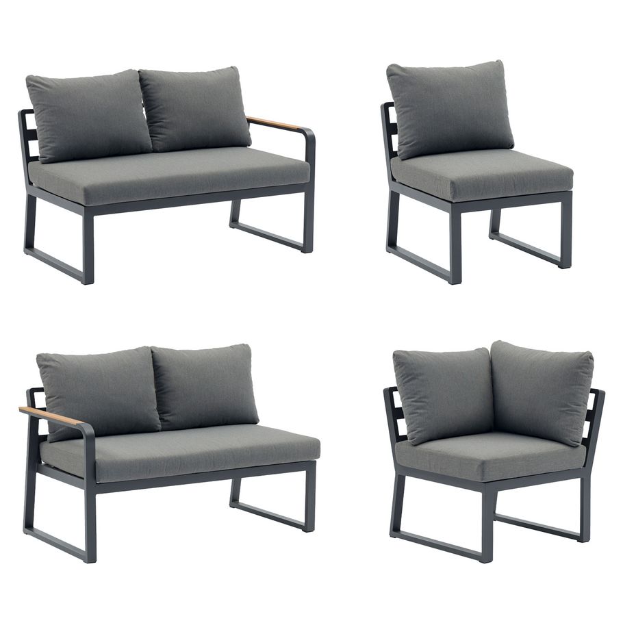 Garino Dininglounge Bermuda Aluminium anthrazit /Kissen Olefin anthrazit