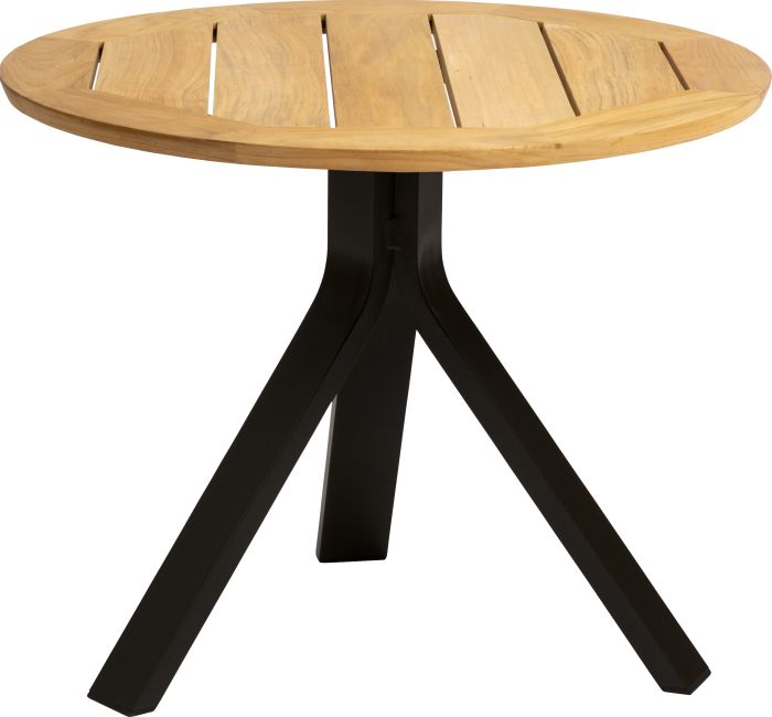 Stern FREDDIE Beistelltisch Ø 55 cm Alum. schwarz matt/Tischplatte Teak