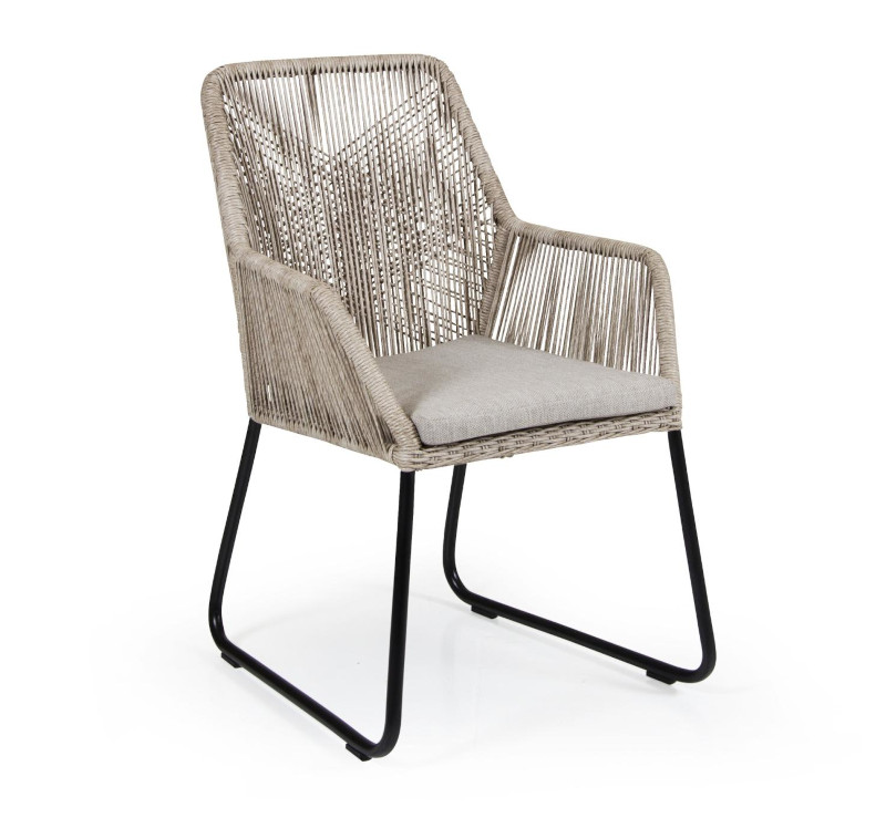 sitMobilia Allanis Dining Stuhl Geflecht Twisted Beige inkl. Kissen