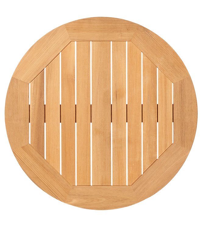 Traditional Teak Gartentisch Diana Ø 95 cm Aluminiumbeine weiß Teakholz