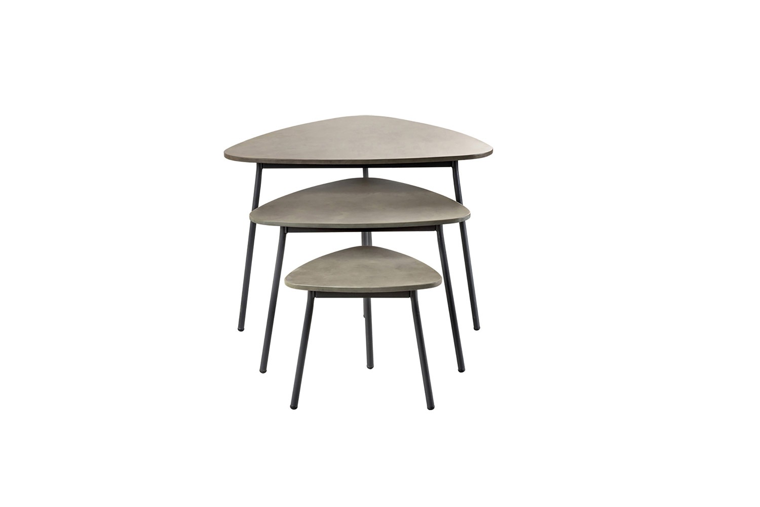 SUNS Kos Beistelltisch dreieckig 80x77x55 Stahlgestell MRG Tischplatte Stein
