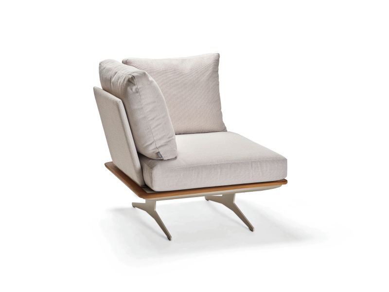 Stern Eckelement Enya Lounge Aluminium greige Teakrahmen Vanilla Kissen 100% Polyacryl Vanilla