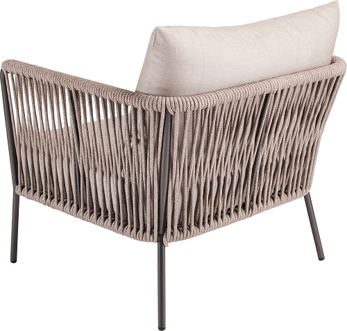 Stern Marla Lounge-Sessel Aluminium anthrazit Kordel salt Kissen 100% Polyacryl graubraun