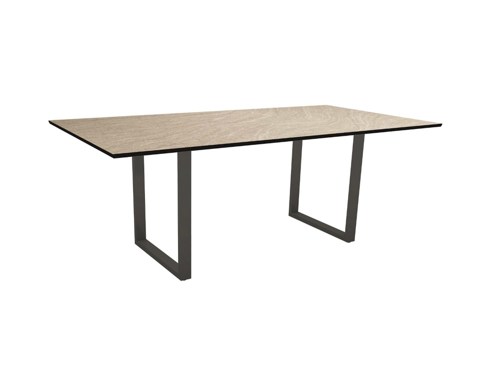 Stern Kufentisch 160x90 cm Aluminium schwarz matt/Tischplatte Silverstar 2.0 Dekor Zement hell