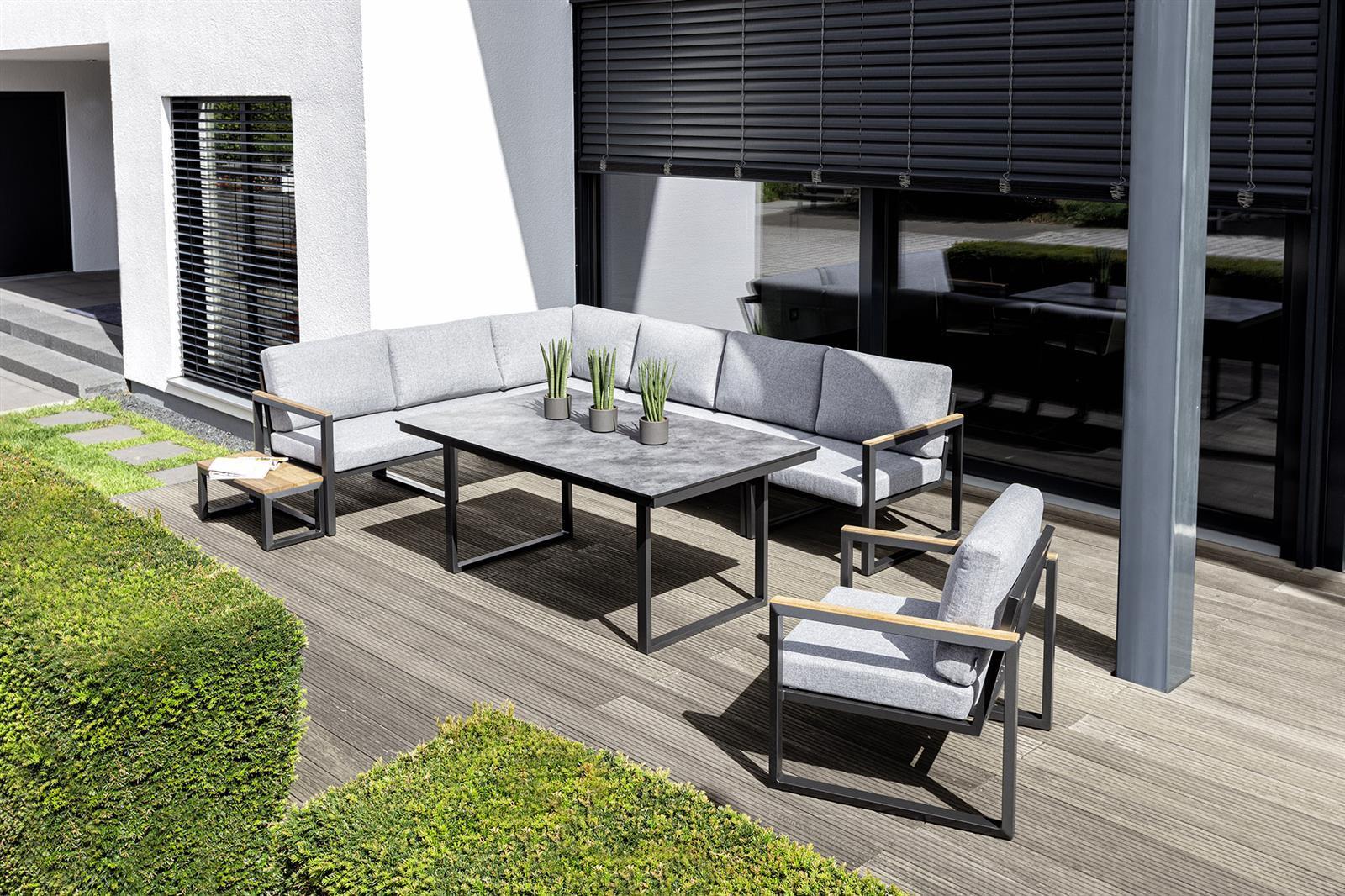 KETTLER OCEAN SKID MODULAR Set anthrazit mit Aluminium Armlehne mit HPLTischplatte 220cm
