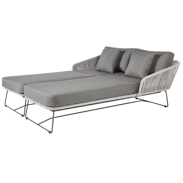 Diamond Garden Milos Daybed links/Light Grey/Rope-Hellgrau/Edelstahl